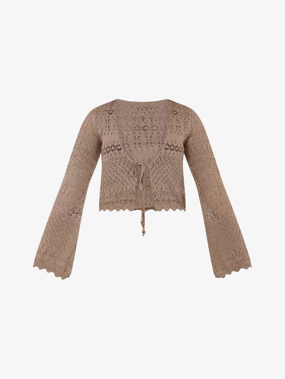 AKEP Capospalla Cropped In Punto Pizzo Lurex MGKD05070 Donna Viscosa Beige