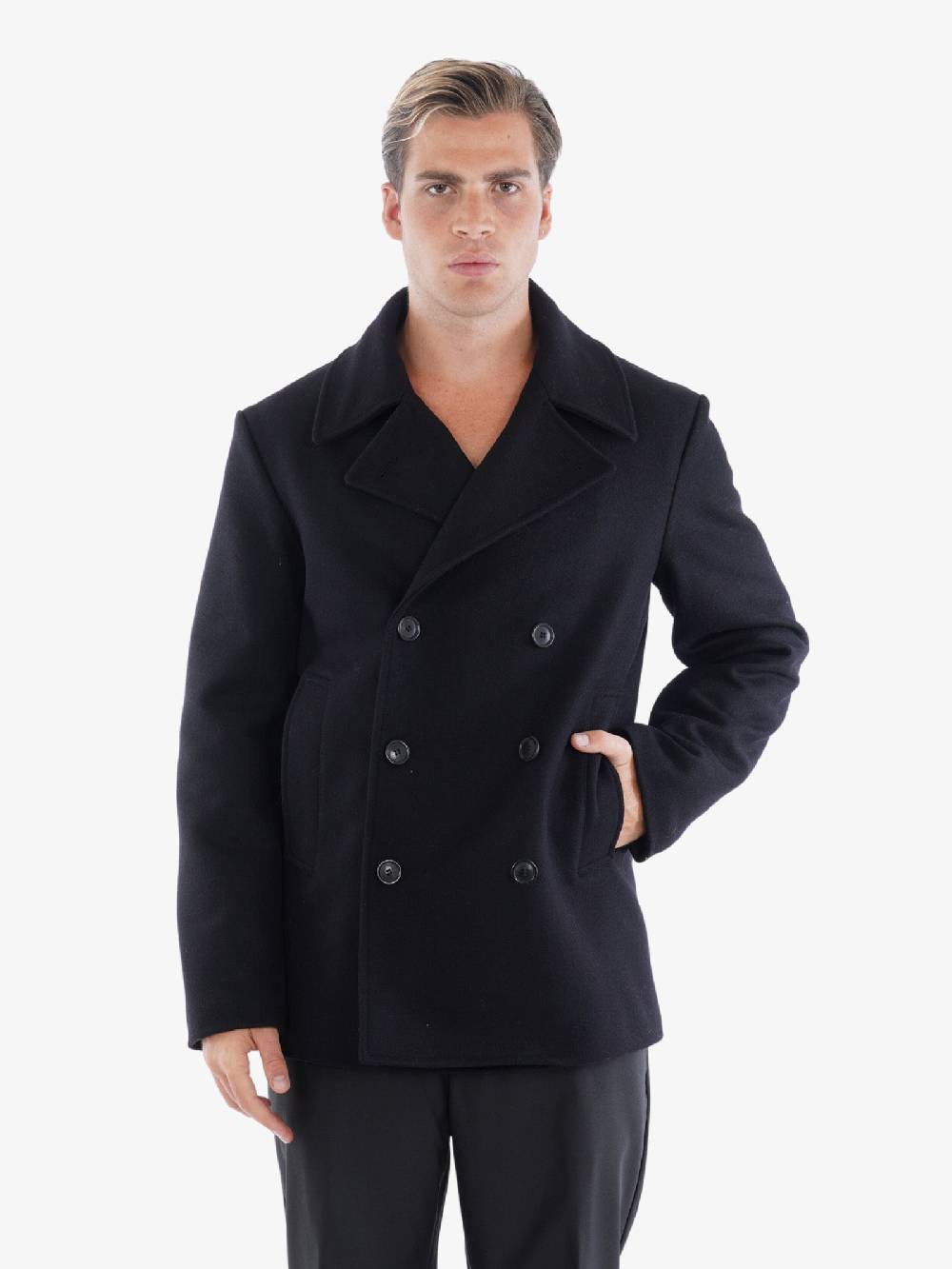 GRIFONI Cappotto Doppiopetto GP161040 Uomo In Lana Nero