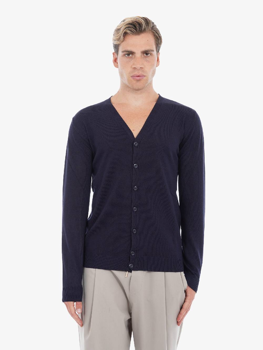 SSEINSE Cardigan 2504SS In Misto Viscosa Uomo Blu Scuro
