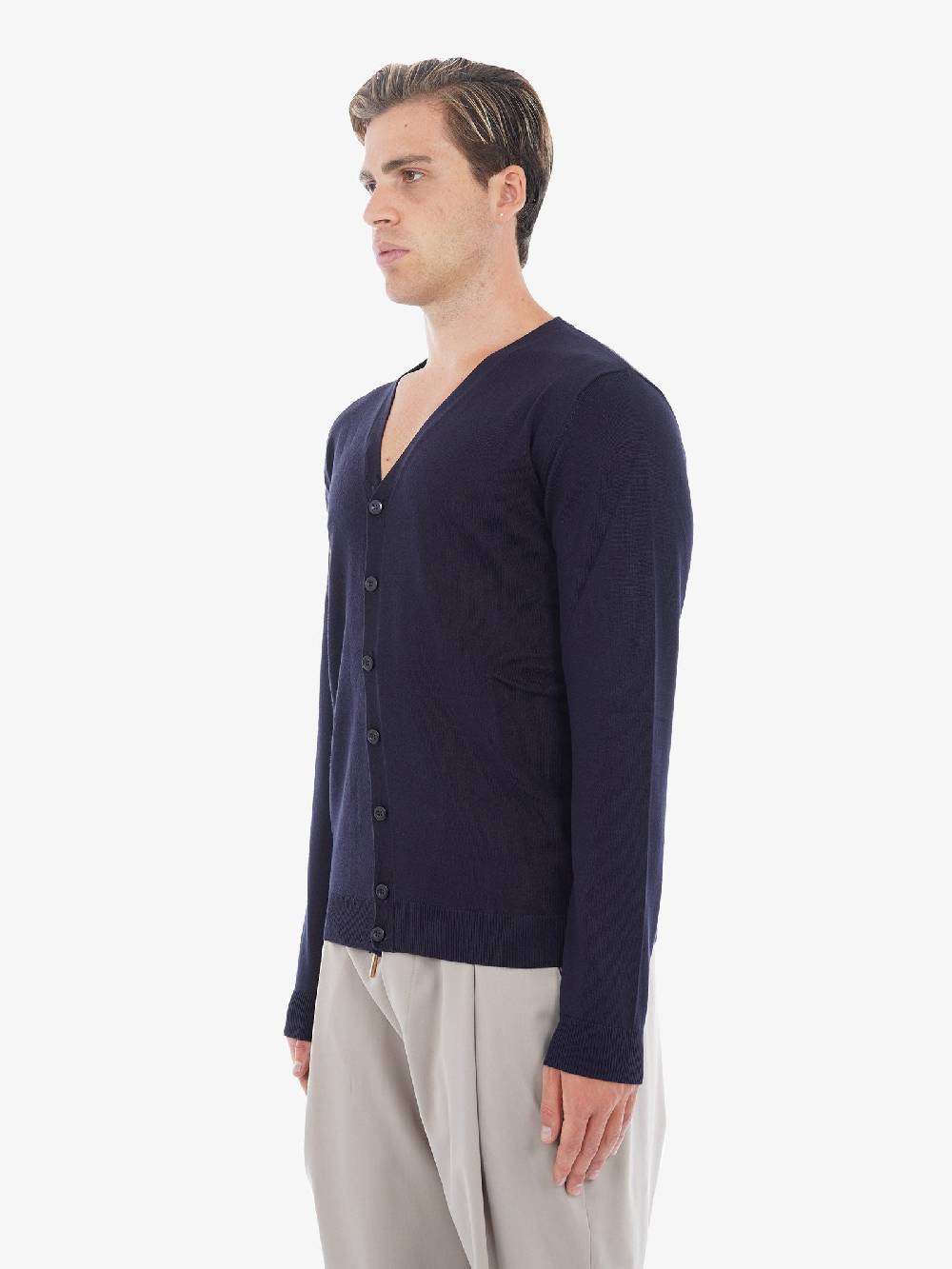 SSEINSE Cardigan 2504SS In Misto Viscosa Uomo Blu Scuro