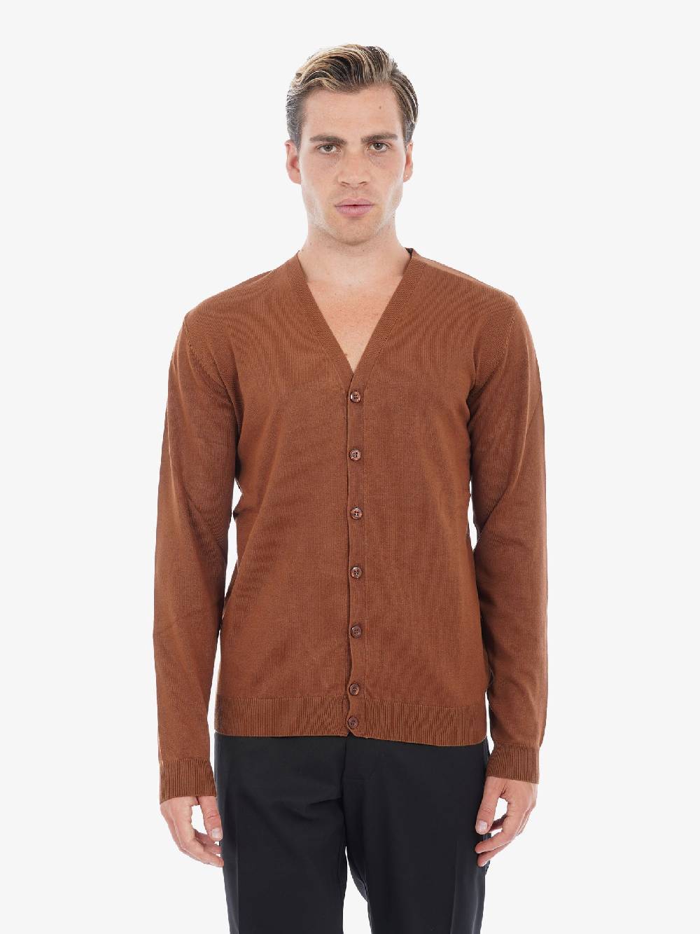 SSEINSE Cardigan 2504SS In Misto Viscosa Uomo Tabacco