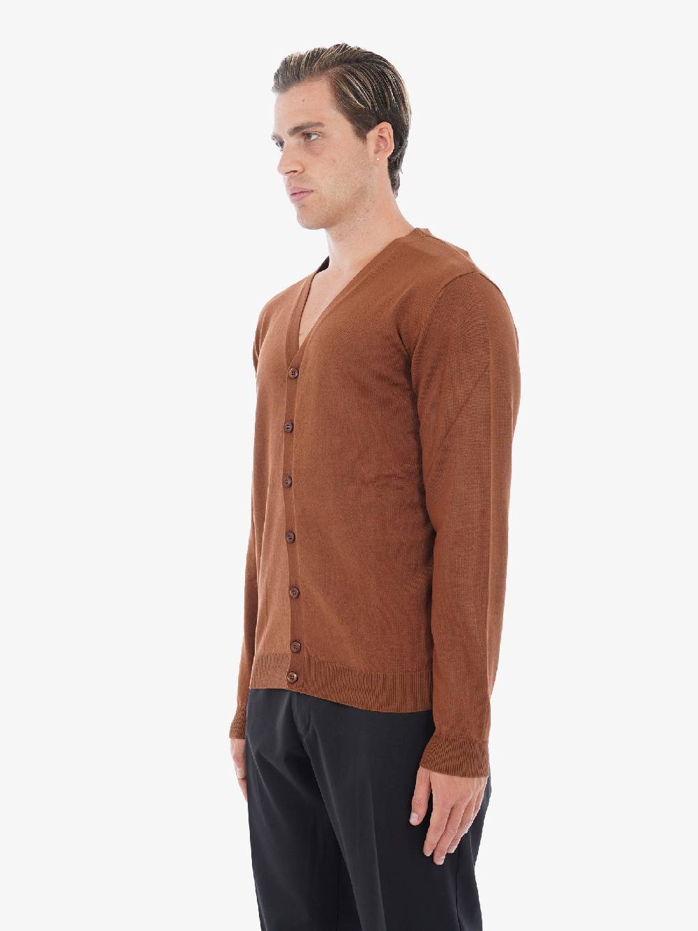 SSEINSE Cardigan 2504SS In Misto Viscosa Uomo Tabacco