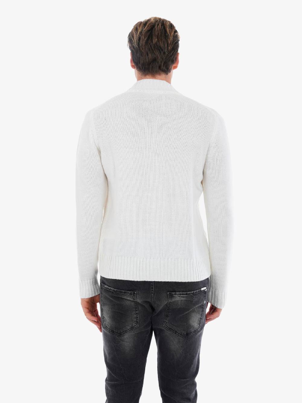 PAOLO PECORA Cardigan A Coste Uomo In Misto Lana Panna