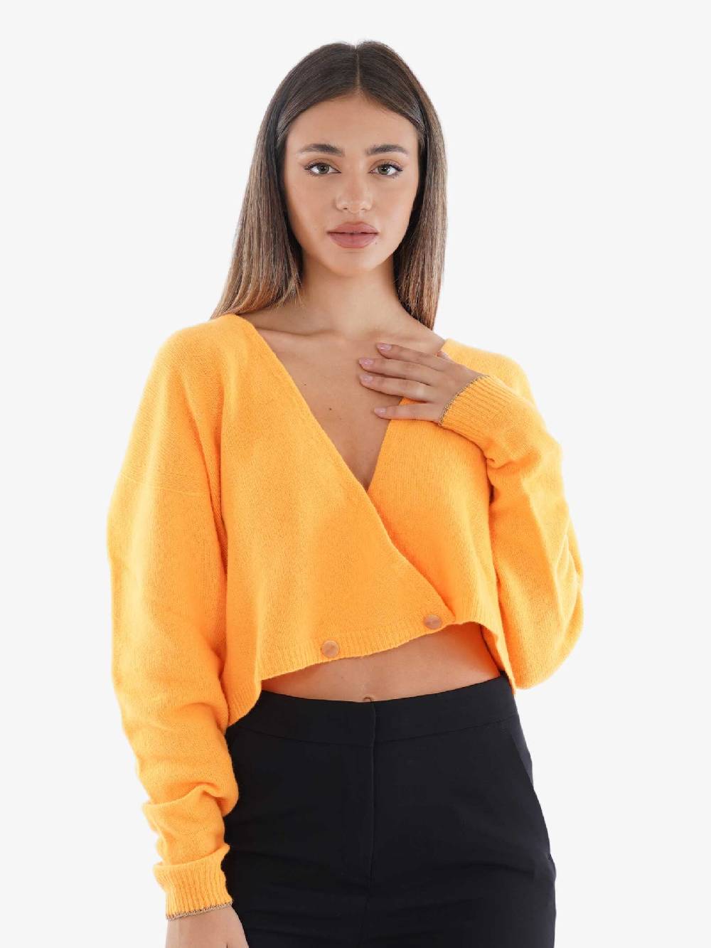 ALYSI Cardigan Cropped Donna In Cachemire Arancione