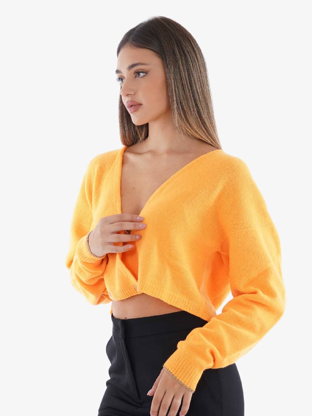 ALYSI Cardigan Cropped Donna In Cachemire Arancione