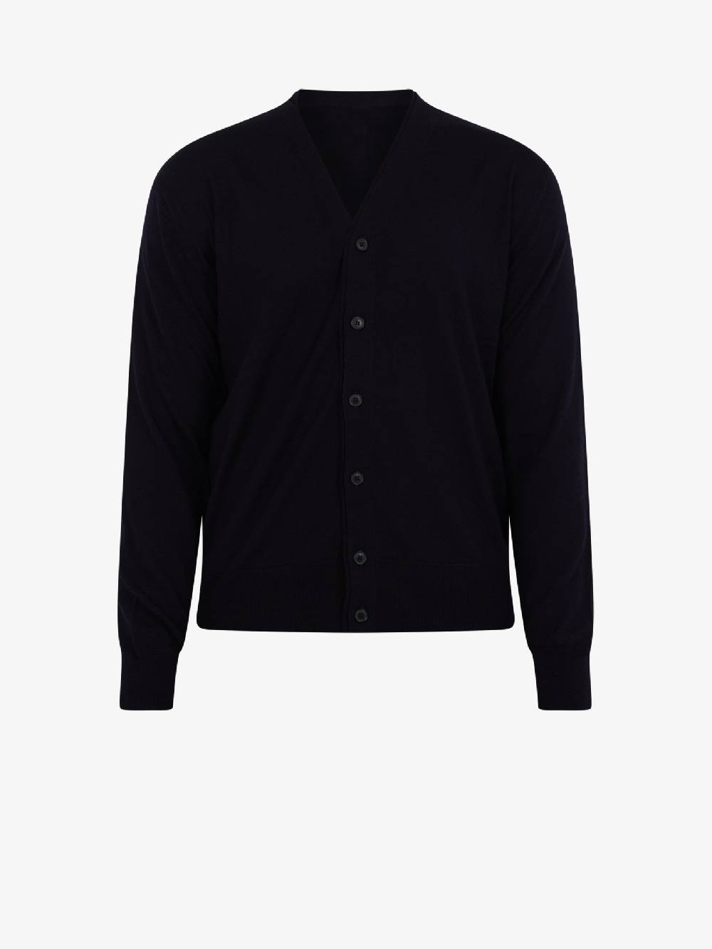 LOW BRAND Cardigan K155 doppio girocollo uomo in lana blu scuro