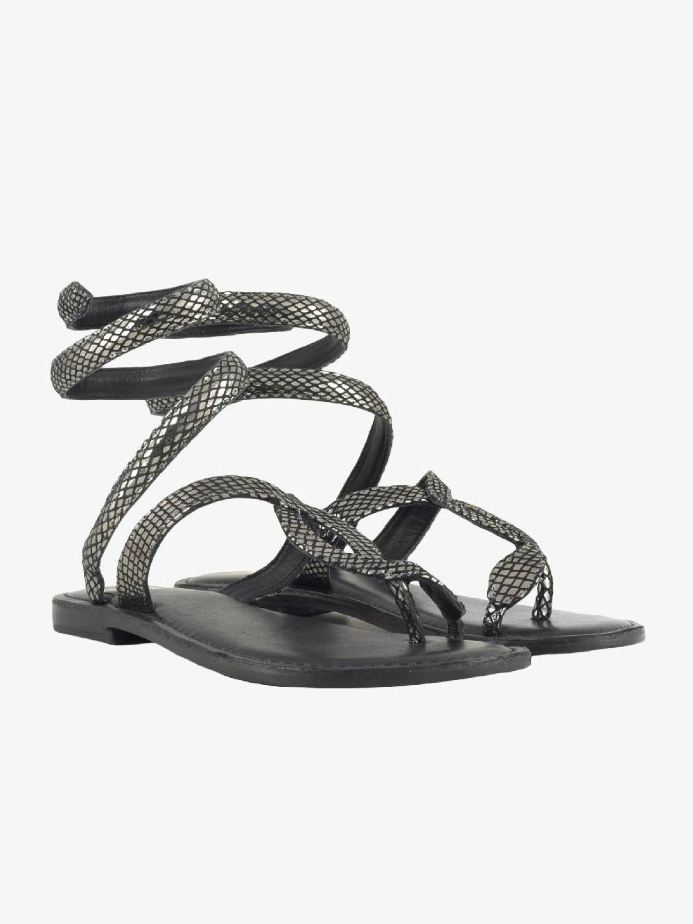 CB FUSION Sandali Donna In Pelle Laminata Argento