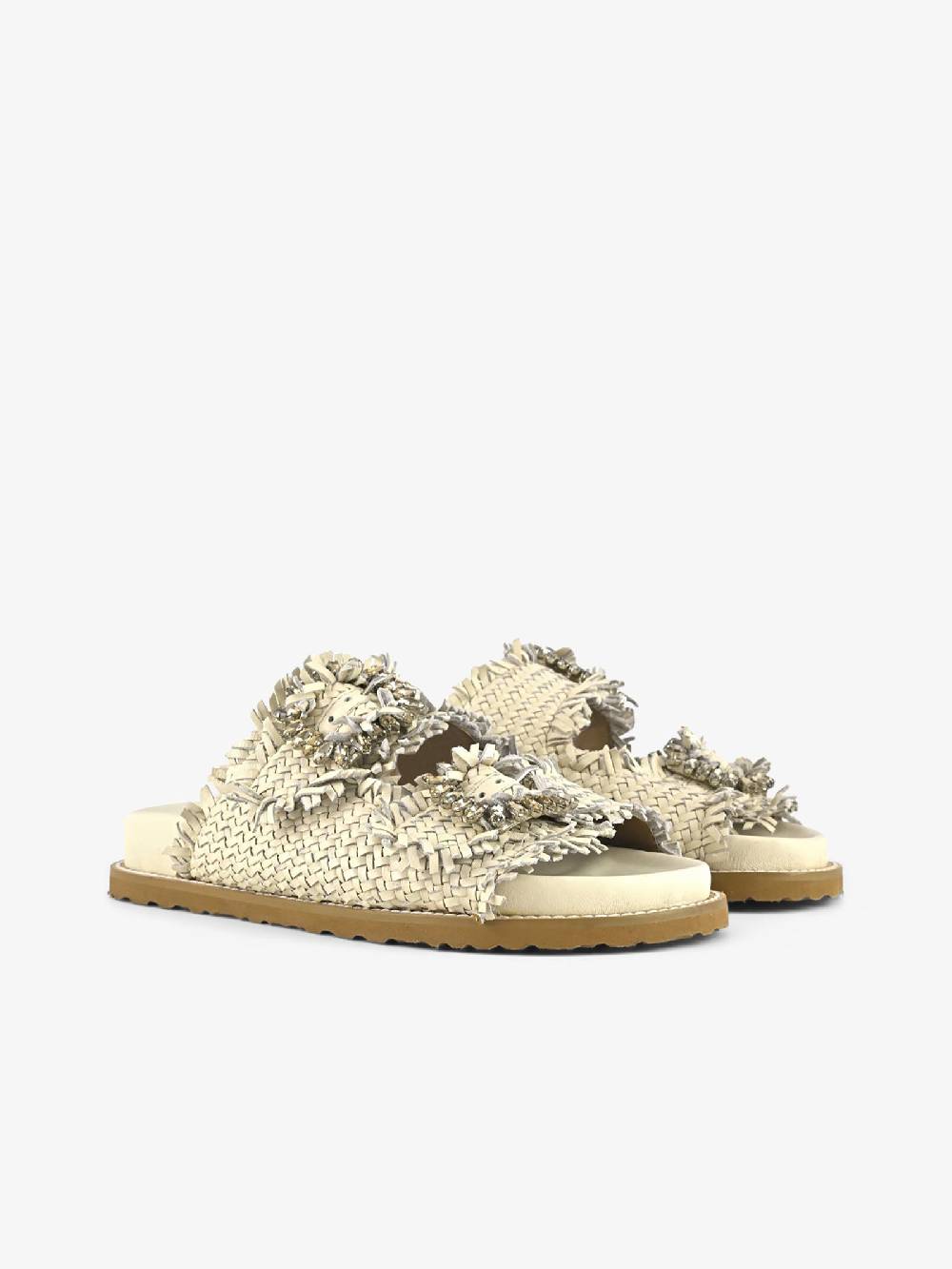 CORAL BLUE Ciabatte Gioiello Pelle Intrecciata CB.K221.02 Donna Pelle Bianco