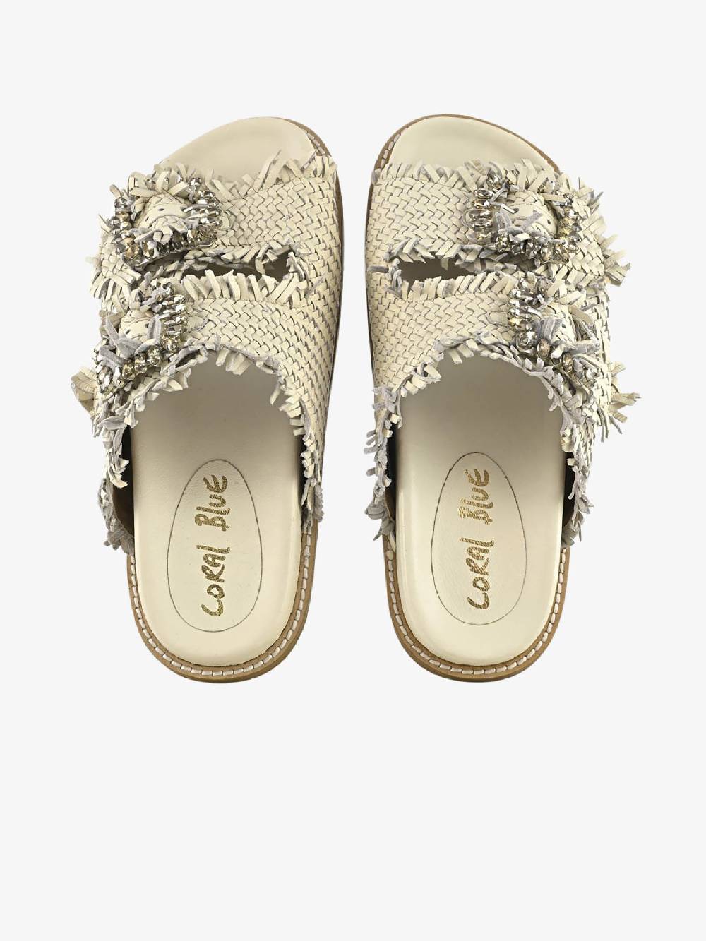 CORAL BLUE Ciabatte Gioiello Pelle Intrecciata CB.K221.02 Donna Pelle Bianco