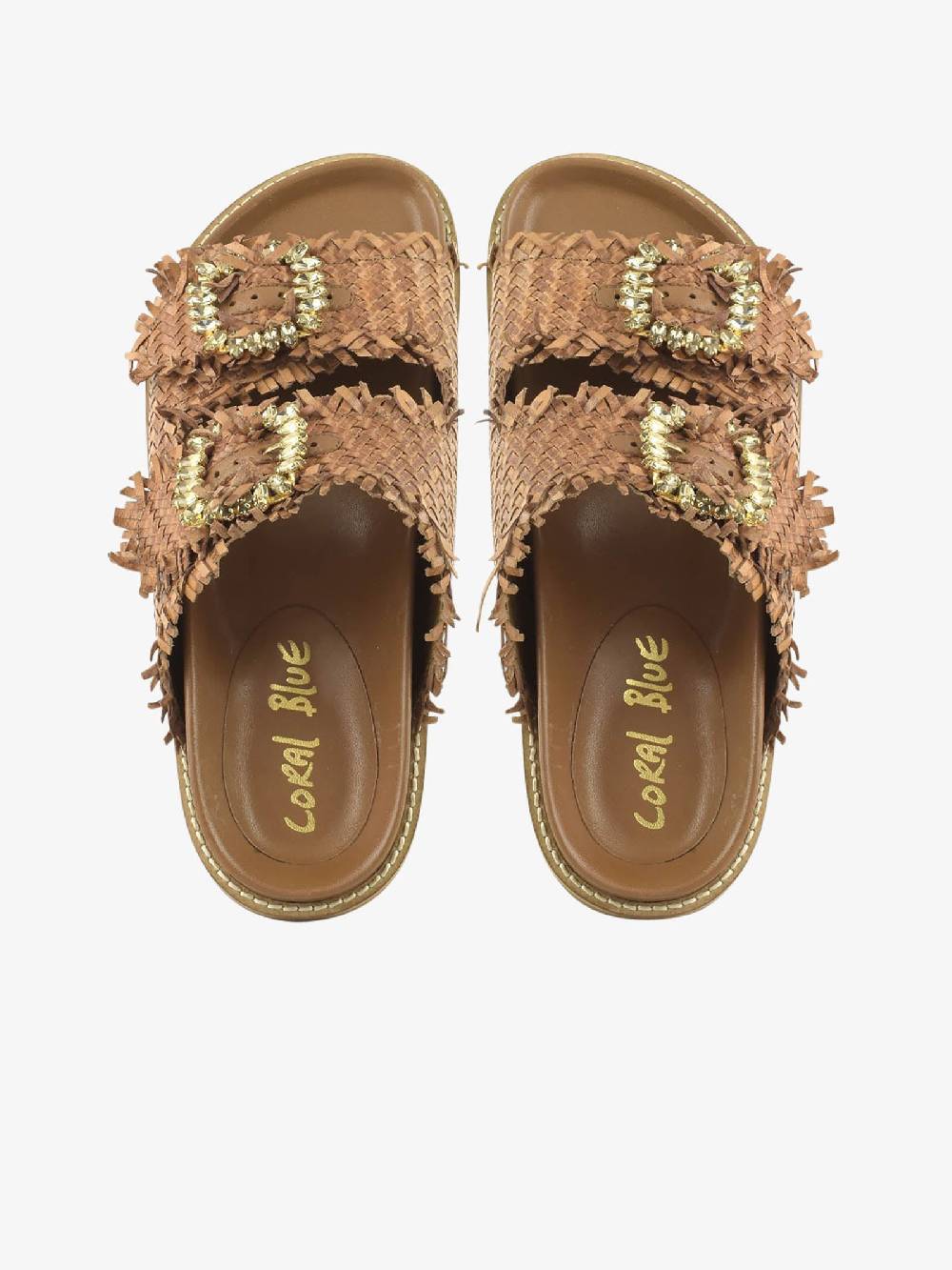 CORAL BLUE Ciabatte Gioiello Pelle Intrecciata CB.K221.02 Donna Pelle Beige