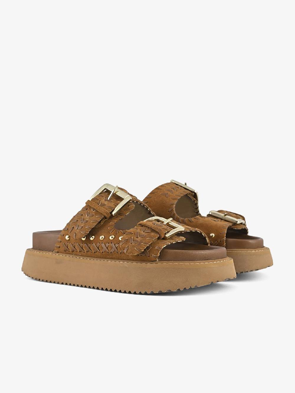 CORAL BLUE Ciabatte Platform Doppia Fascia CB.K224.27 Donna Pelle Marrone