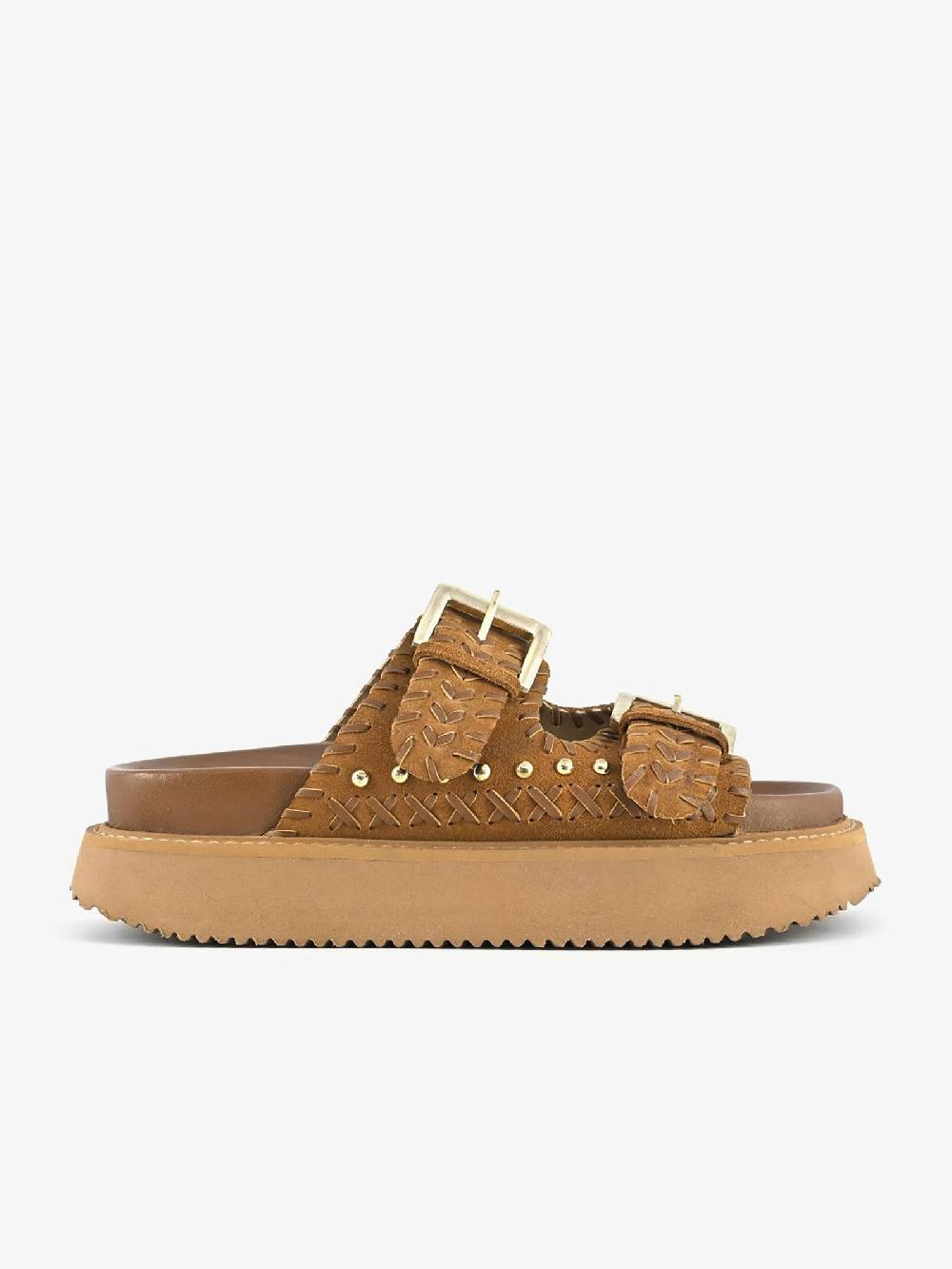 CORAL BLUE Ciabatte platform doppia fascia CB.K224.27 donna pelle marrone