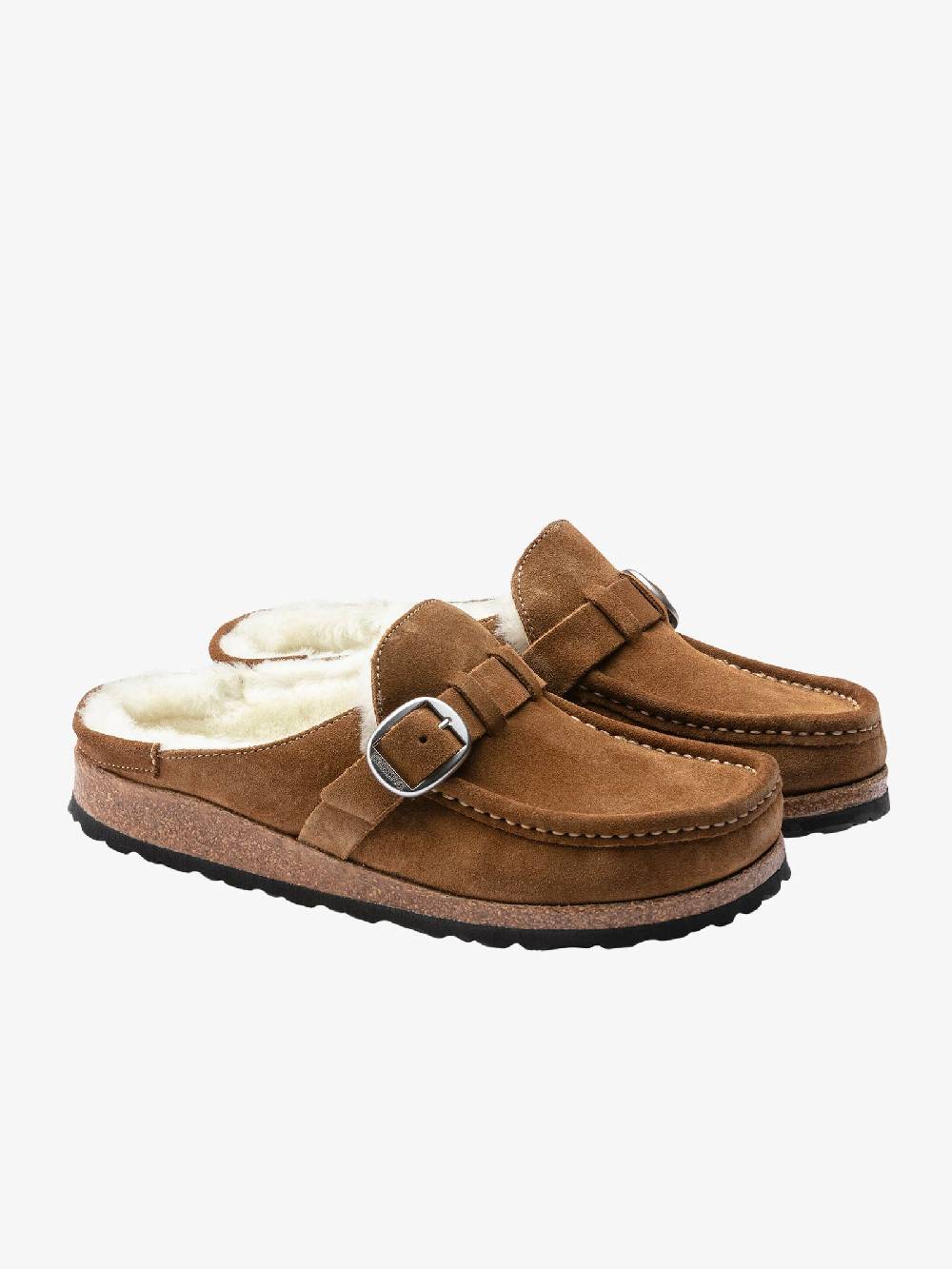 BIRKENSTOCK Ciabatte Sabot Buckley Pelliccia Di Agnello Donna Marrone