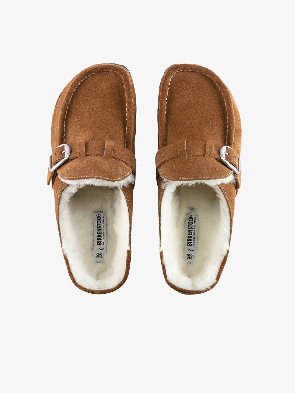 BIRKENSTOCK Ciabatte Sabot Buckley Pelliccia Di Agnello Donna Marrone