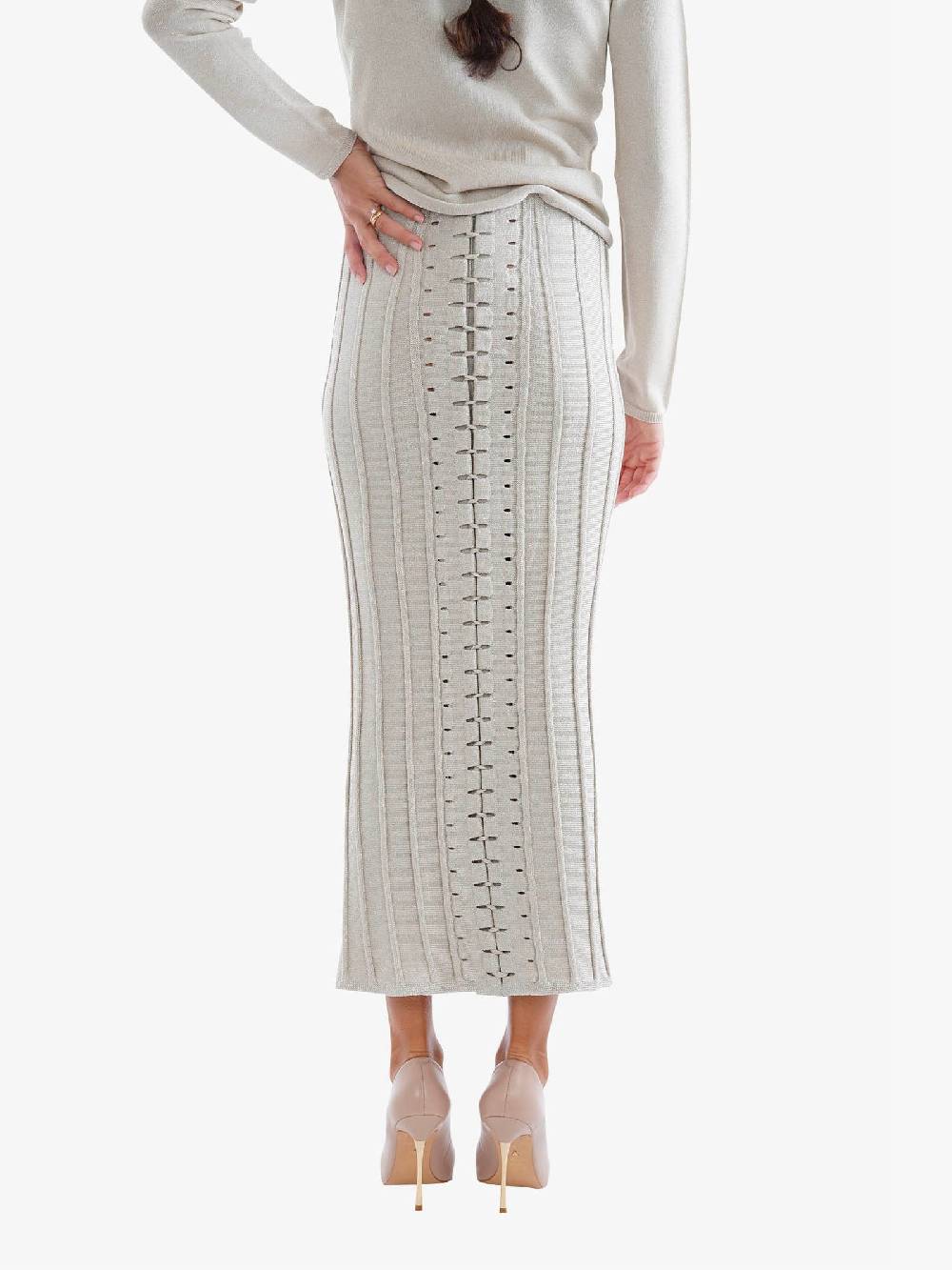 CIRCUS HOTEL Gonna Midi Donna Con Intrecci Bianco