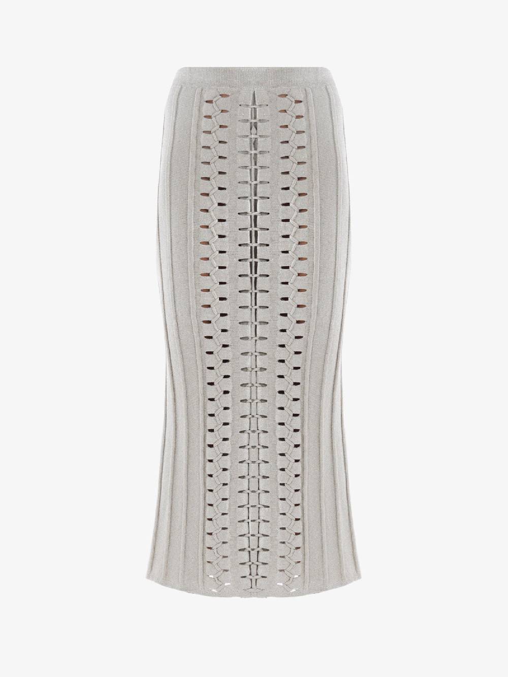 CIRCUS HOTEL Gonna midi donna con intrecci bianco