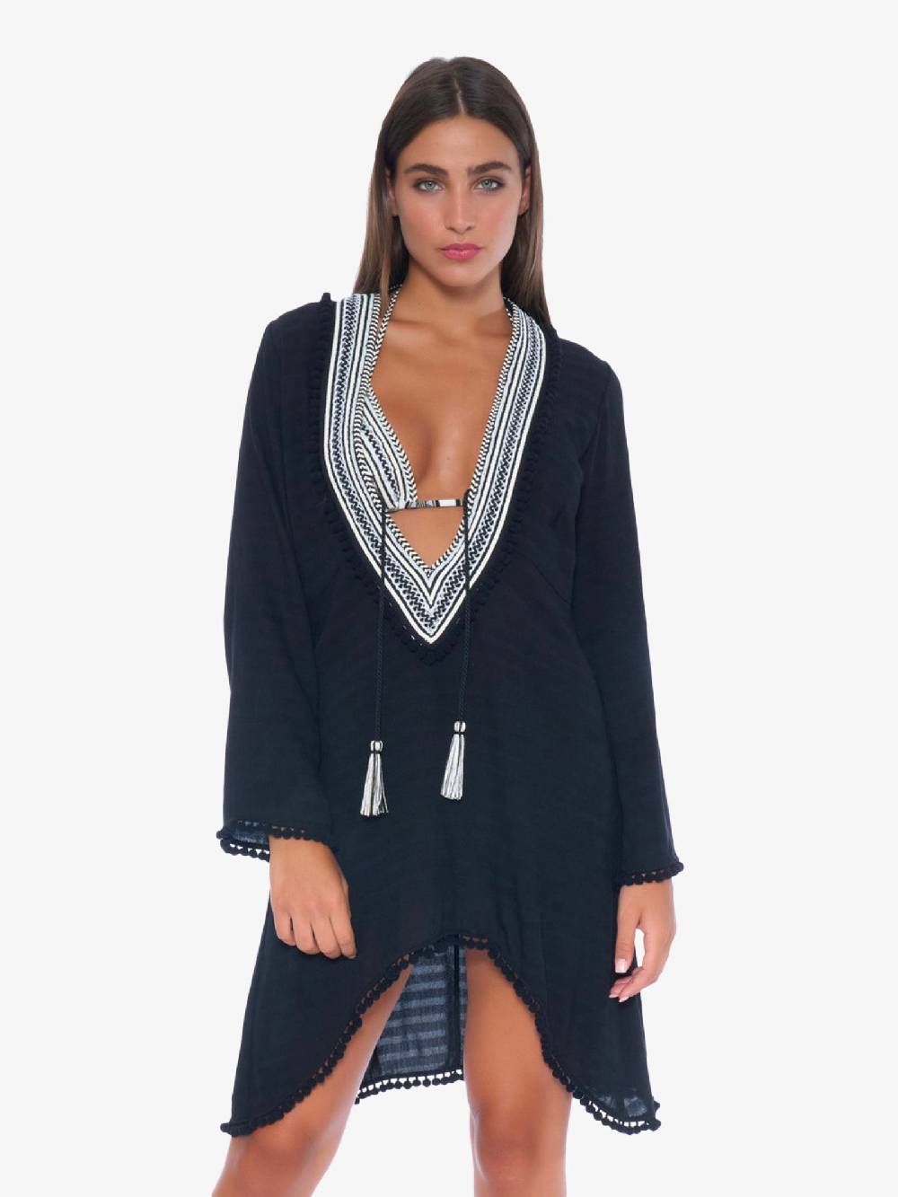 MISS BIKINI Copricostume Caftano Tinta Unita Donna Passamanerie