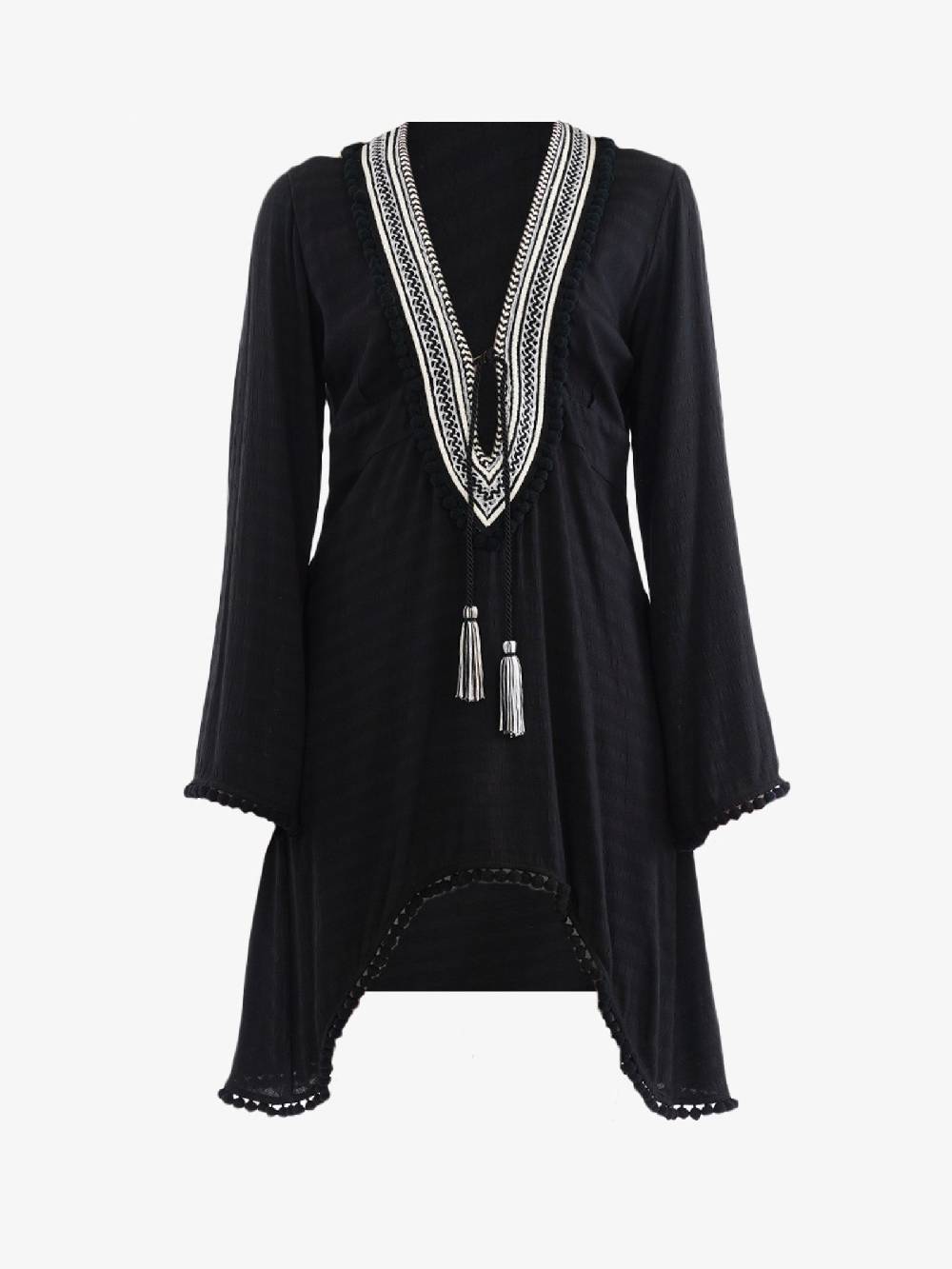 MISS BIKINI Copricostume caftano tinta unita donna passamanerie