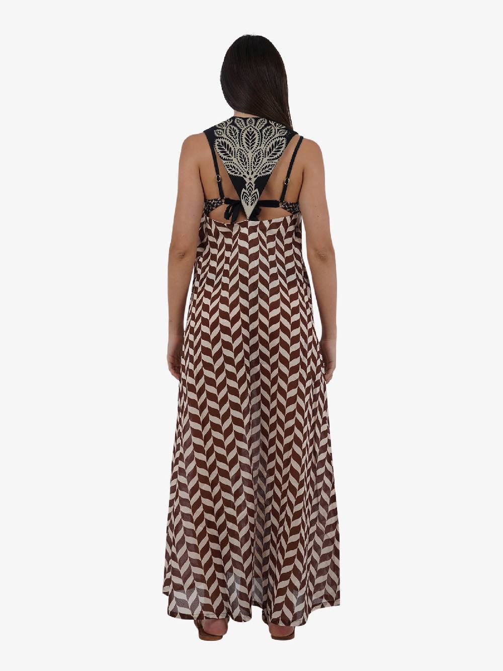 PIN UP Copricostume Gilet Lungo Stampa Beautiful TreePE144A Donna Cotone Nero