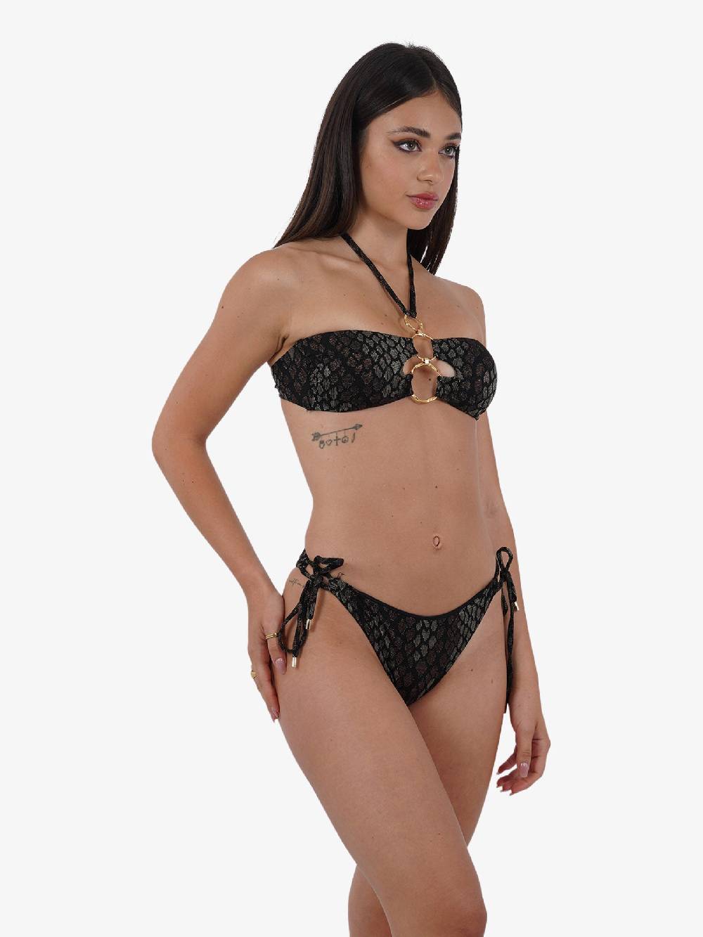 MISS BIKINI Costume Da Bagno Bikini A Fascia Pitonato V4098S Donna Marrone