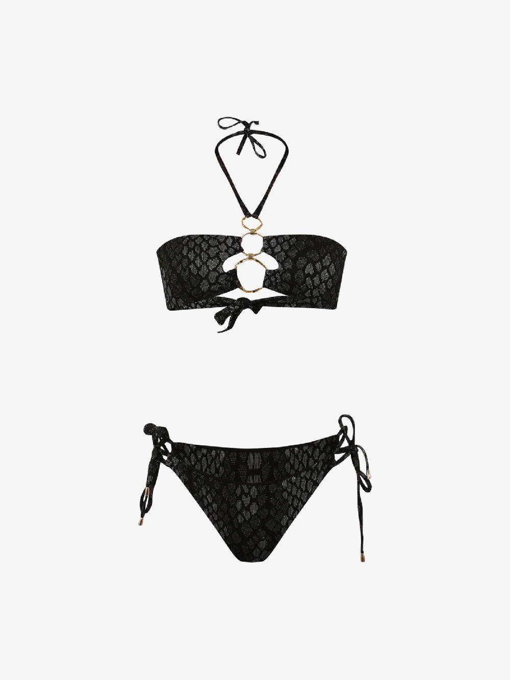 MISS BIKINI Costume Da Bagno Bikini A Fascia Pitonato V4098S Donna Marrone