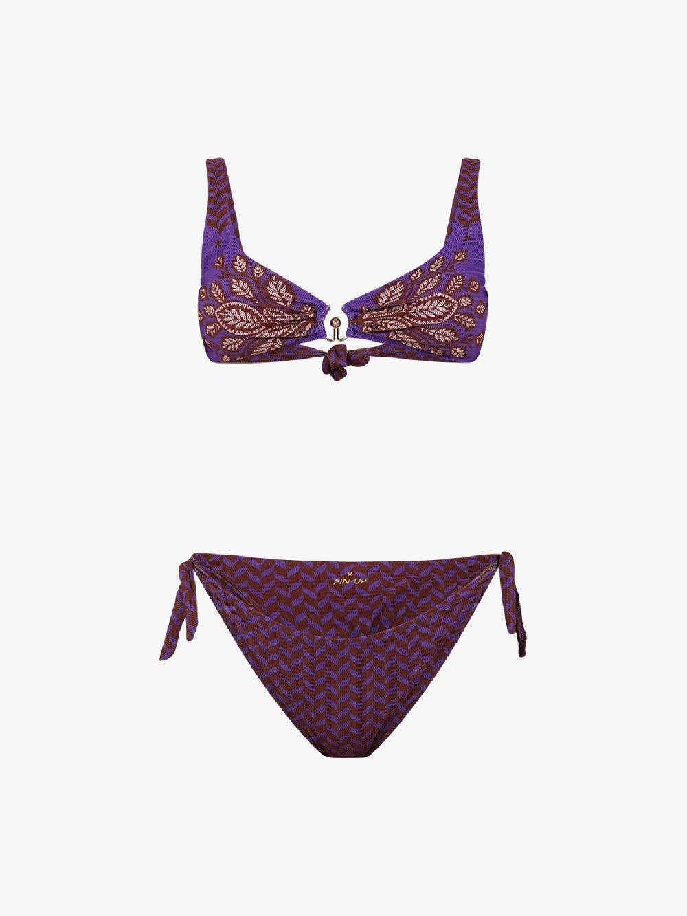 PIN UP Costume Da Bagno Bikini Brasserie Stampa Beautiful TreePE044F Donna Viola