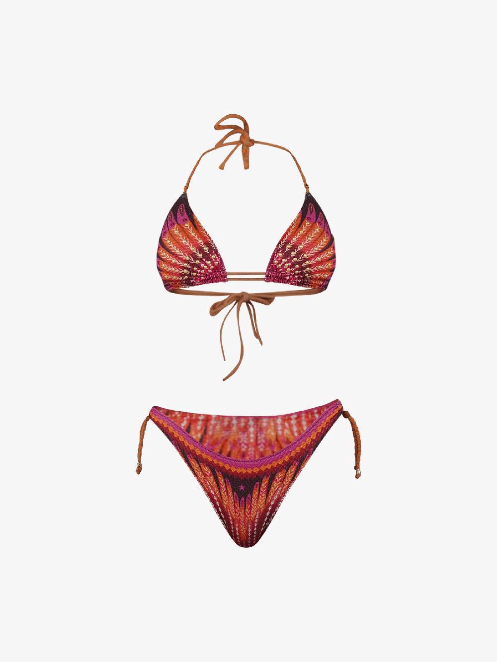 PIN UP Costume Da Bagno Bikini Triangolo Con Borchie Stampa WingsPE030F Donna Marrone