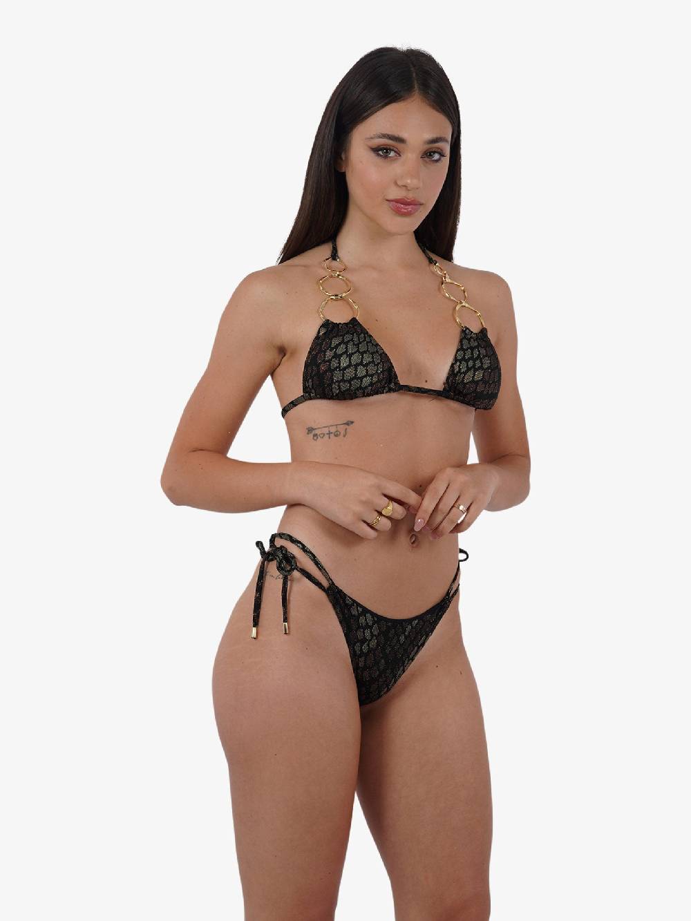 MISS BIKINI Costume Da Bagno Bikini Triangolo Pitonato V4097S Donna Marrone
