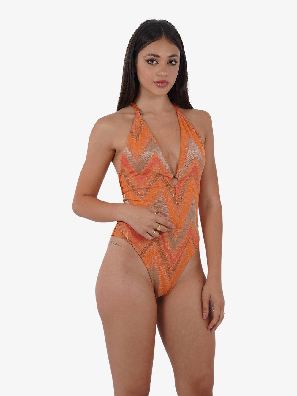 COTAZUR Costume Da Bagno Intero Chevron CTZ01421 Donna Viscosa Arancione