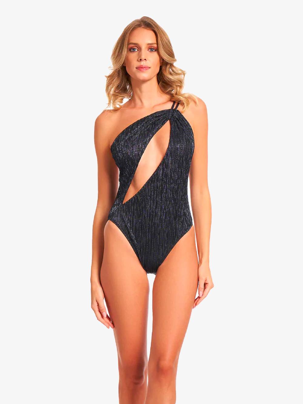 COTAZUR Costume Da Bagno Intero Donna Plissè Lurex Nero