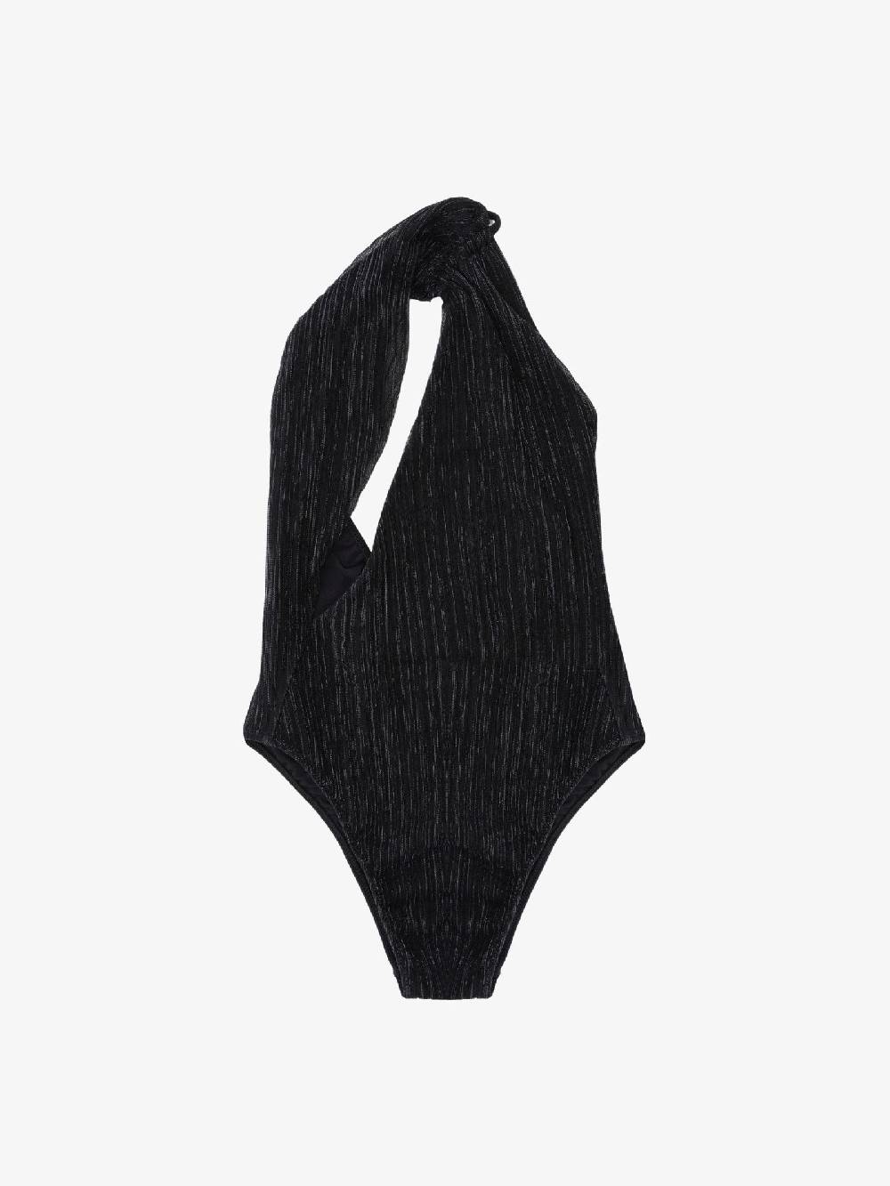 COTAZUR Costume da bagno intero donna plissè lurex nero