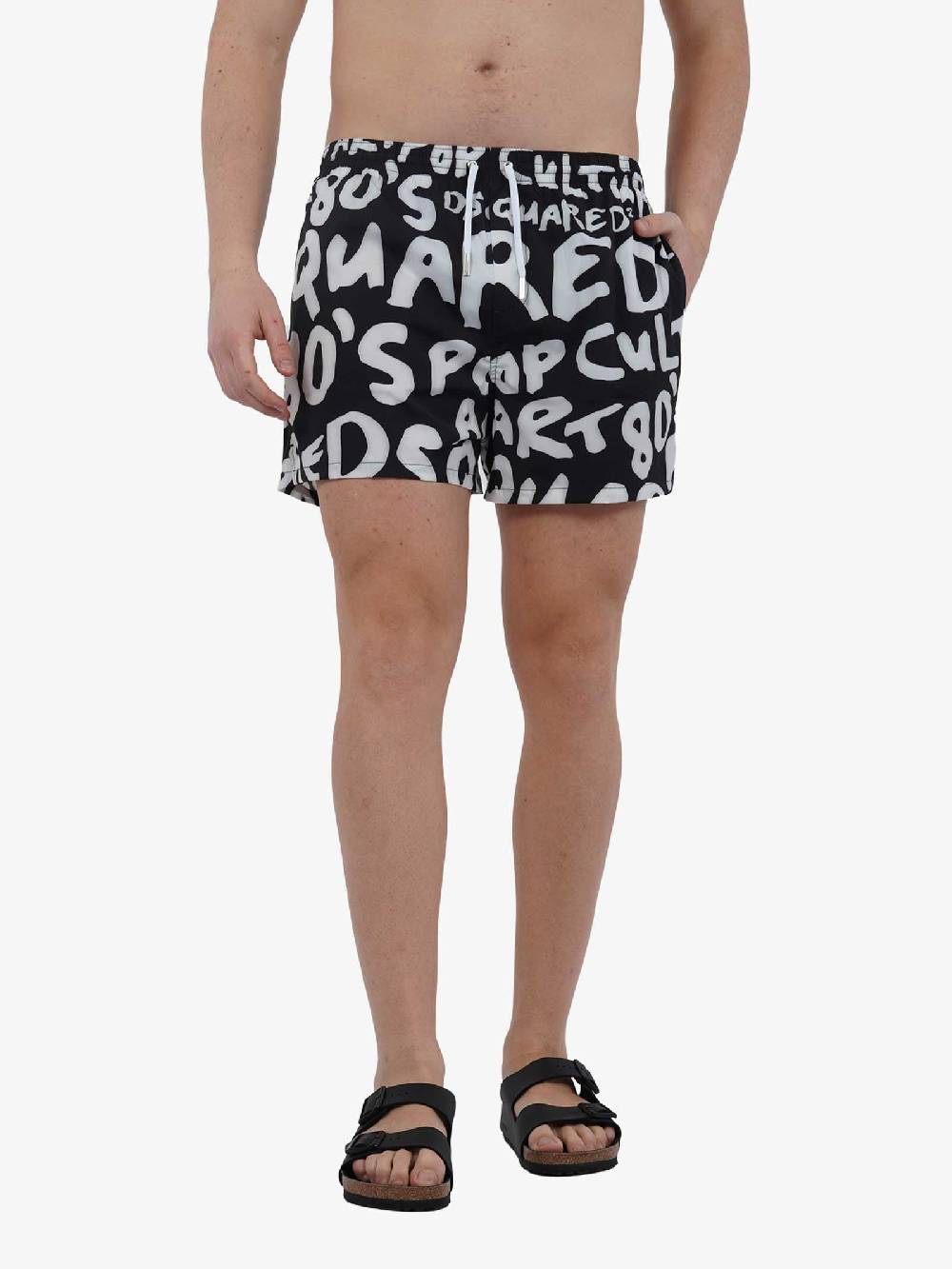 DSQUARED2 Costume Da Bagno POP 80'S Boxer Midi D7B645580 Uomo Nero