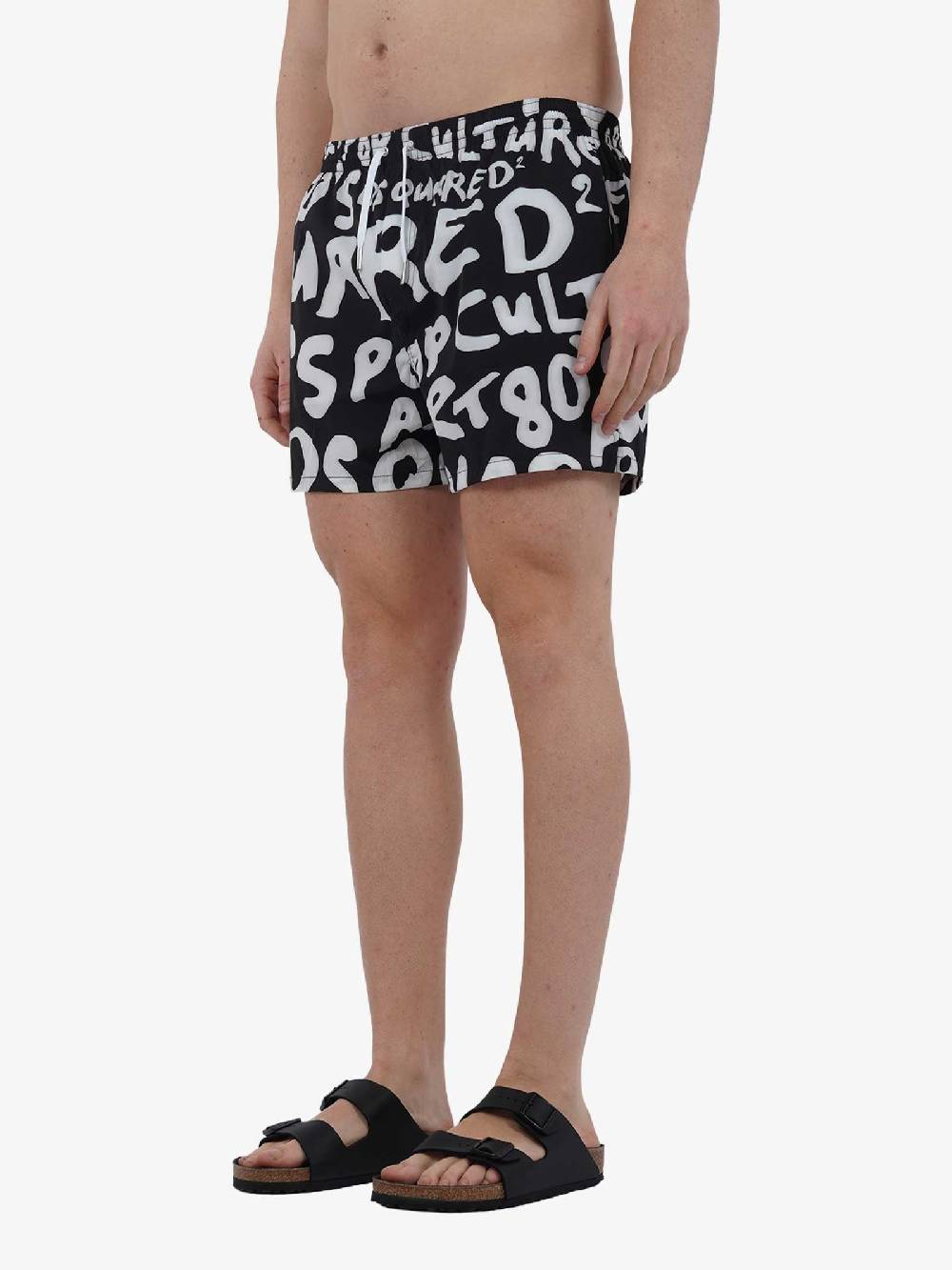 DSQUARED2 Costume Da Bagno POP 80'S Boxer Midi D7B645580 Uomo Nero