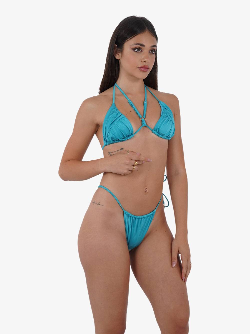 COTAZUR Costume Da Bagno Triangolo Drappeggio CTZ01358 Donna Azzurro