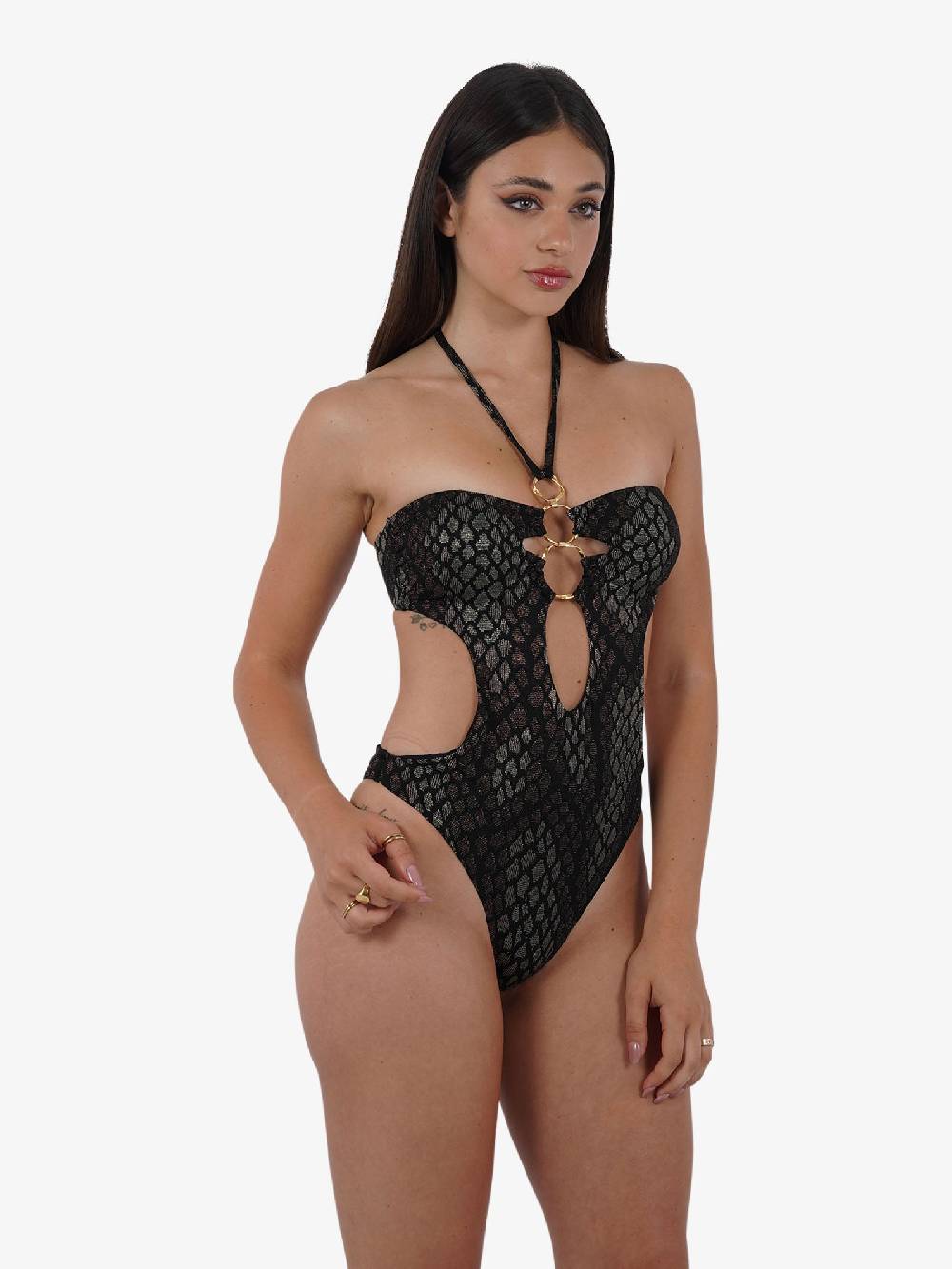 MISS BIKINI Costume Da Bagno Trikini Pitonato V4103O Donna Marrone