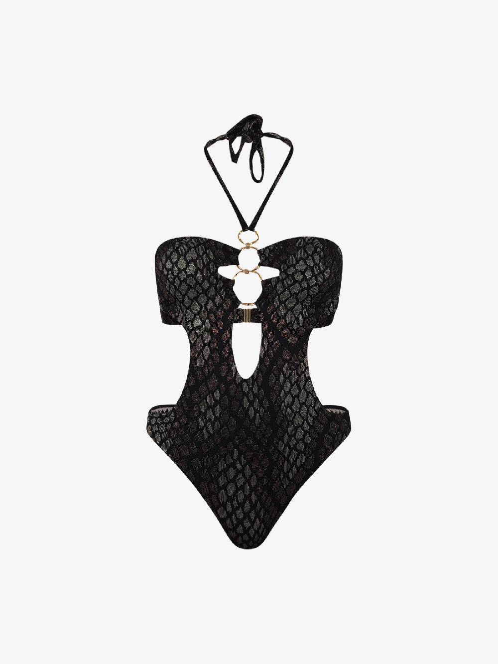 MISS BIKINI Costume Da Bagno Trikini Pitonato V4103O Donna Marrone