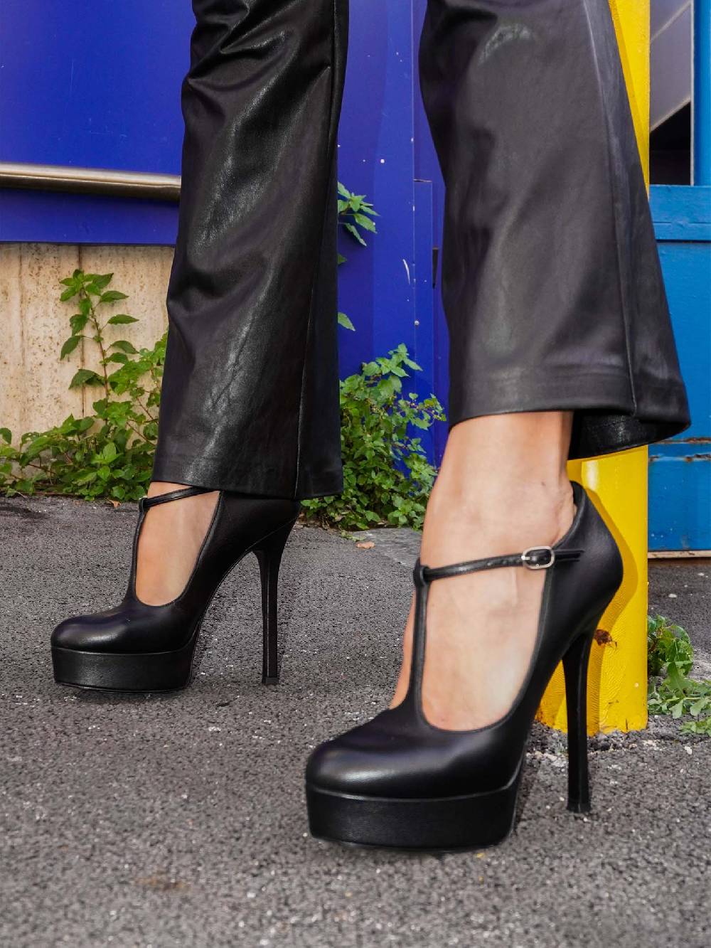 MARC ELLIS Décolleté MT23 Donna In Pelle Nera Con Platform