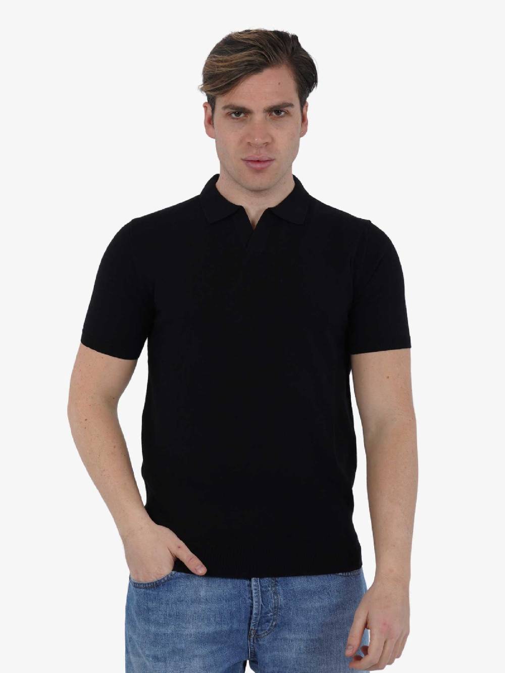 DIKTAT Polo P/L M/M DK67008 uomo cotone nero