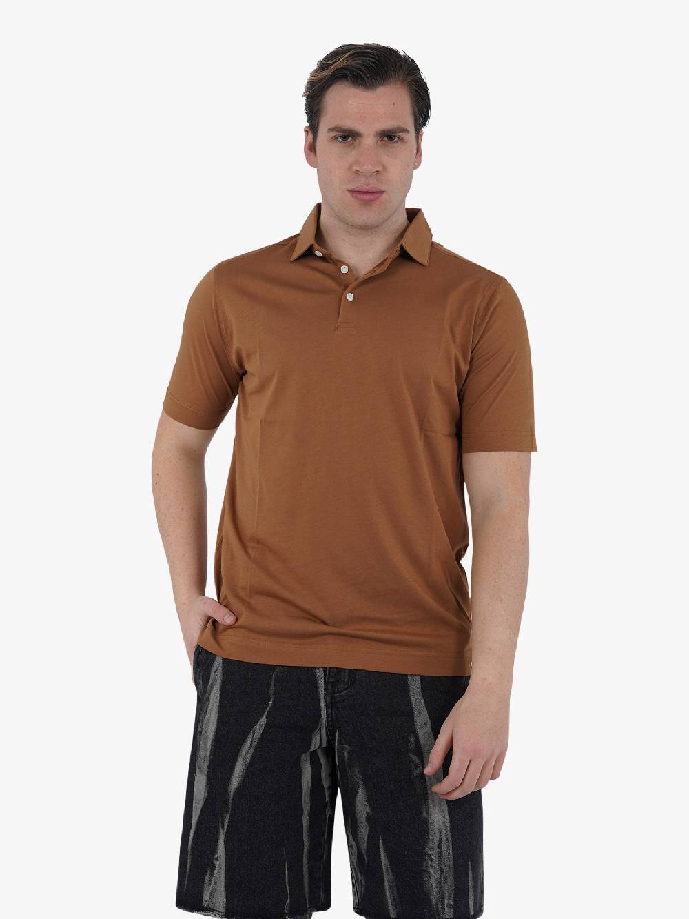 DIKTAT Polo SUPIMA DK67102 uomo cotone marrone