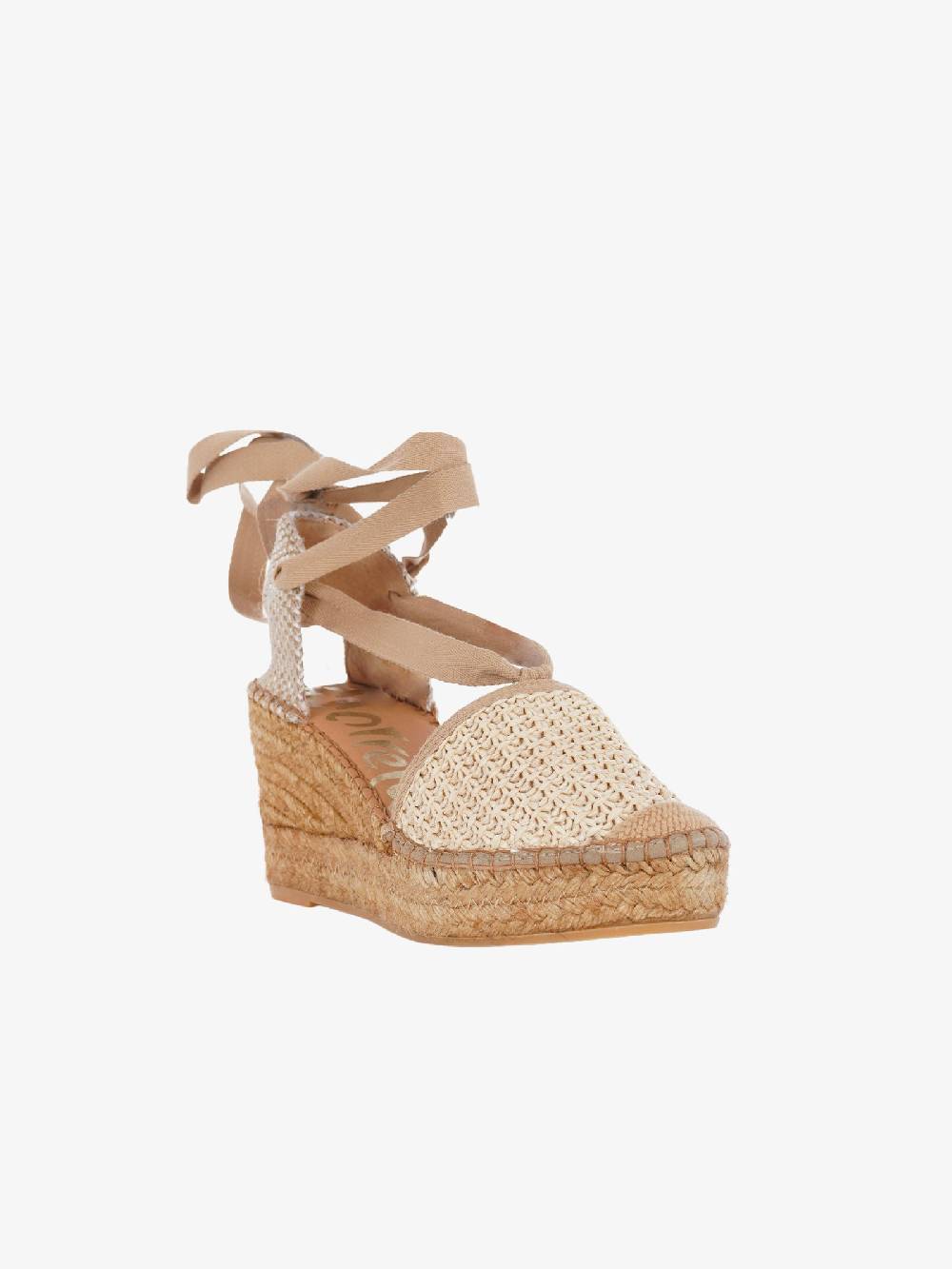 VIDORRETA Espadrillas Con Zeppa 05600 Donna Beige In Rafia
