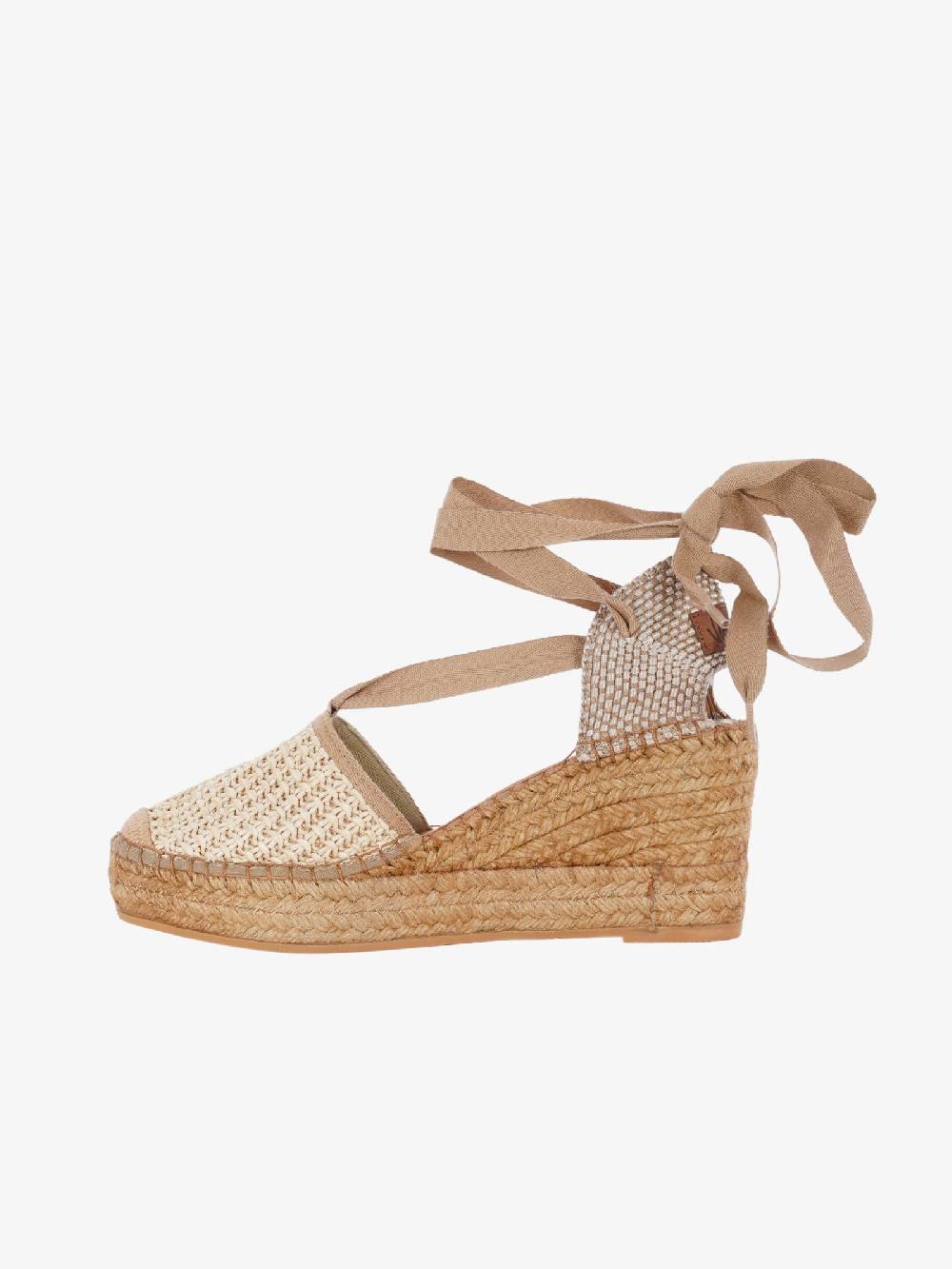 VIDORRETA Espadrillas Con Zeppa 05600 Donna Beige In Rafia