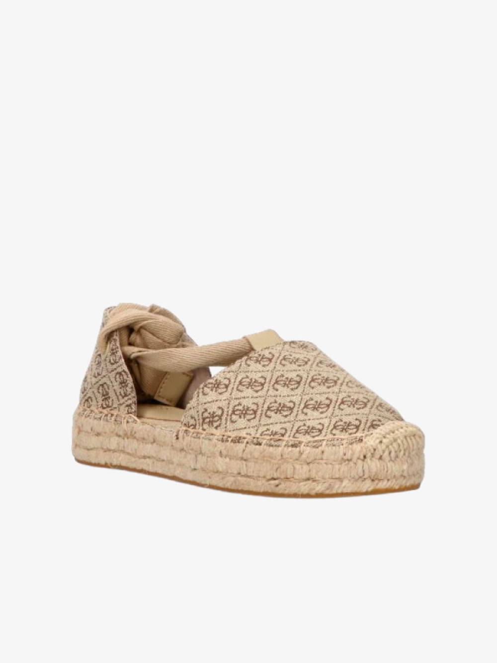 GUESS Espadrillas Donna Beige In Cotone Con Stampa 4G Logo