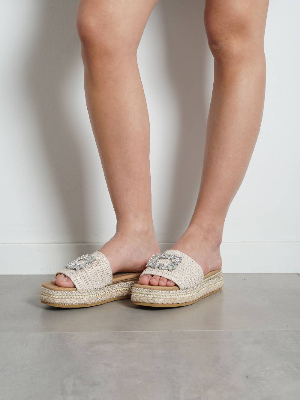 EXE' Sandali Con Zeppa 24085L-1-F Donna Rafia Beige