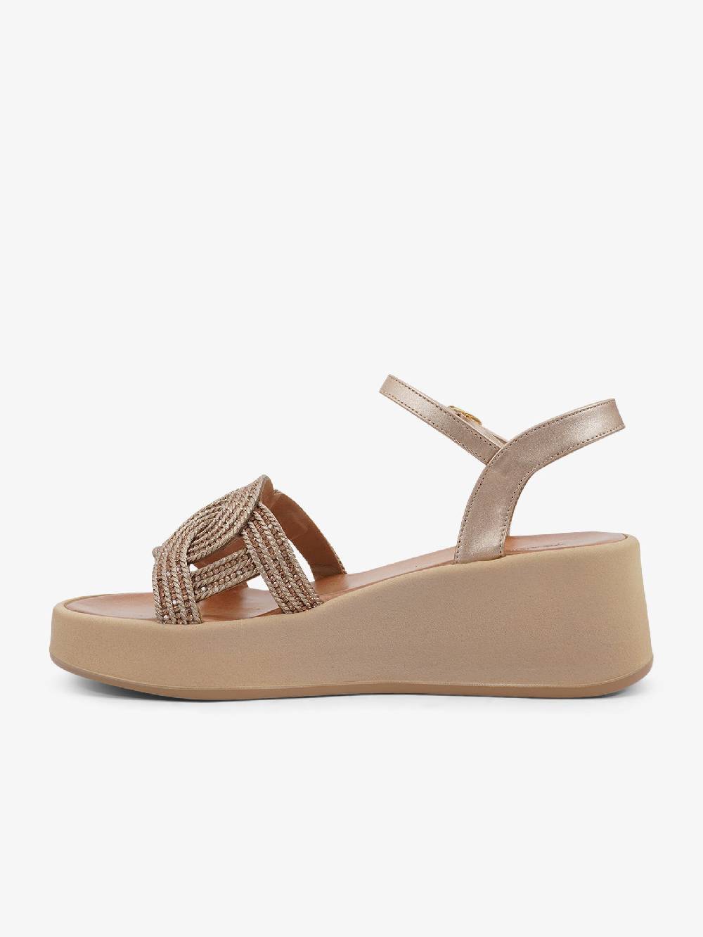 EXE' Sandali Con Zeppa 520 NAPOLI Donna Tessuto Oro