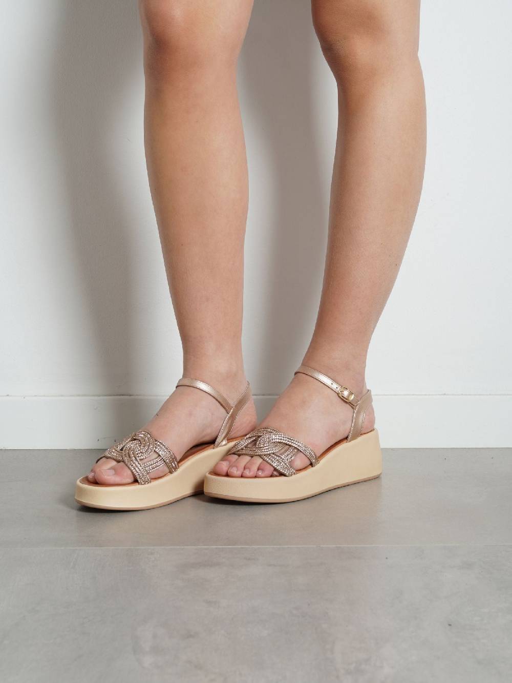 EXE' Sandali Con Zeppa 520 NAPOLI Donna Tessuto Oro