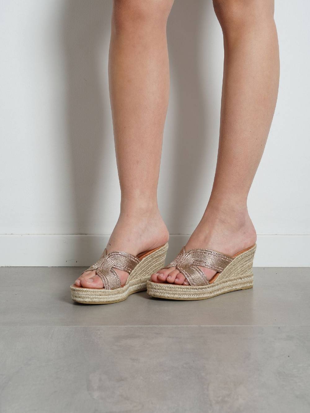 EXE' Sandali Con Zeppa 530 BALI Donna Tessuto Oro