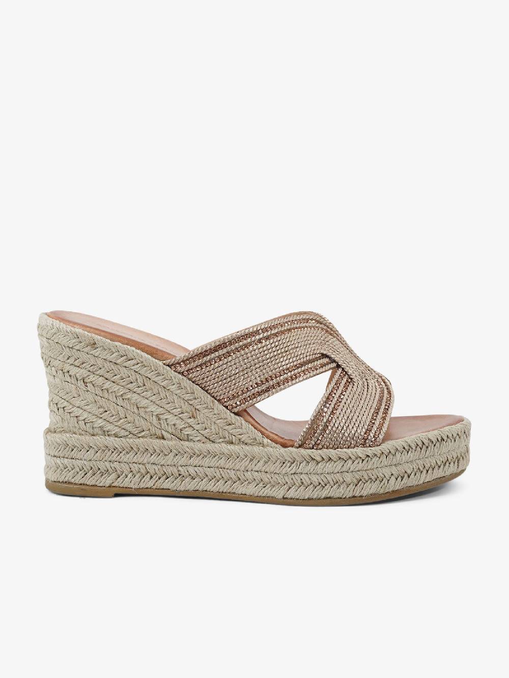 EXE' Sandali con zeppa 530 BALI donna tessuto oro