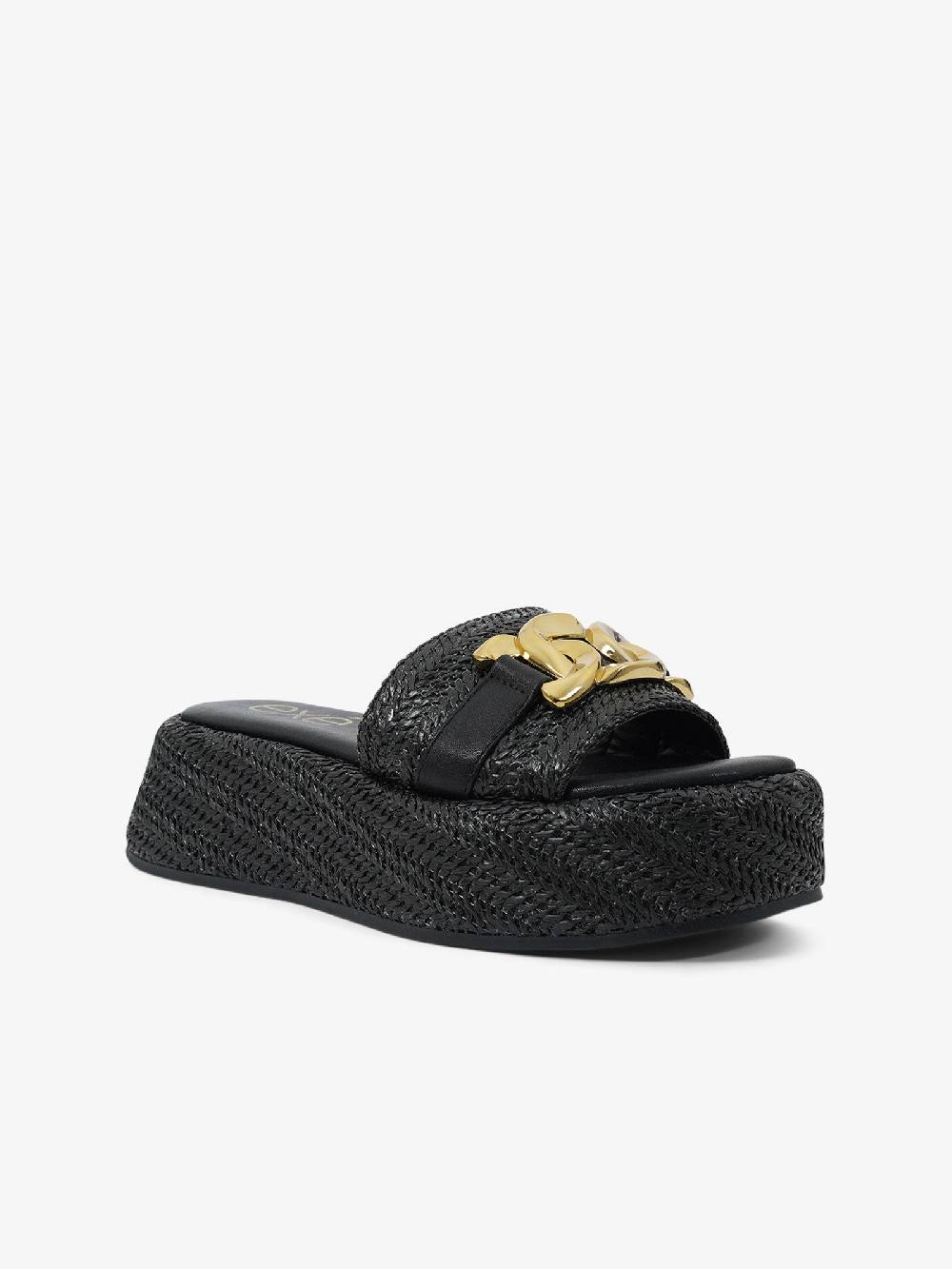 EXE' Sandali Con Zeppa VF2474-6 Donna Rafia Nero