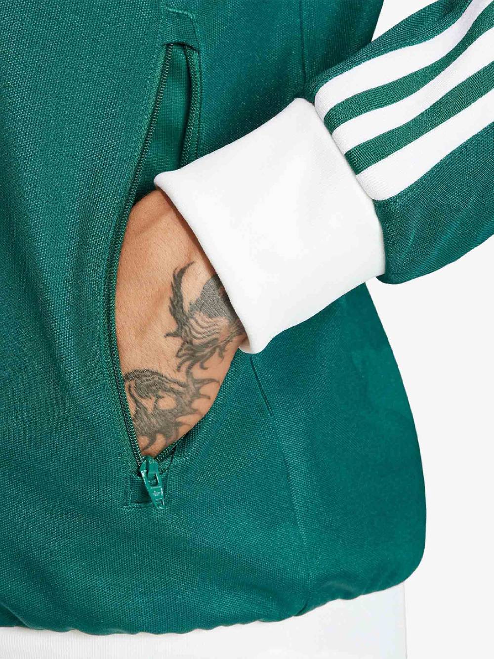 ADIDAS Felpa Adicolor Classic Beckenbauer IP0417 Uomo In Cotone Verde/bianco