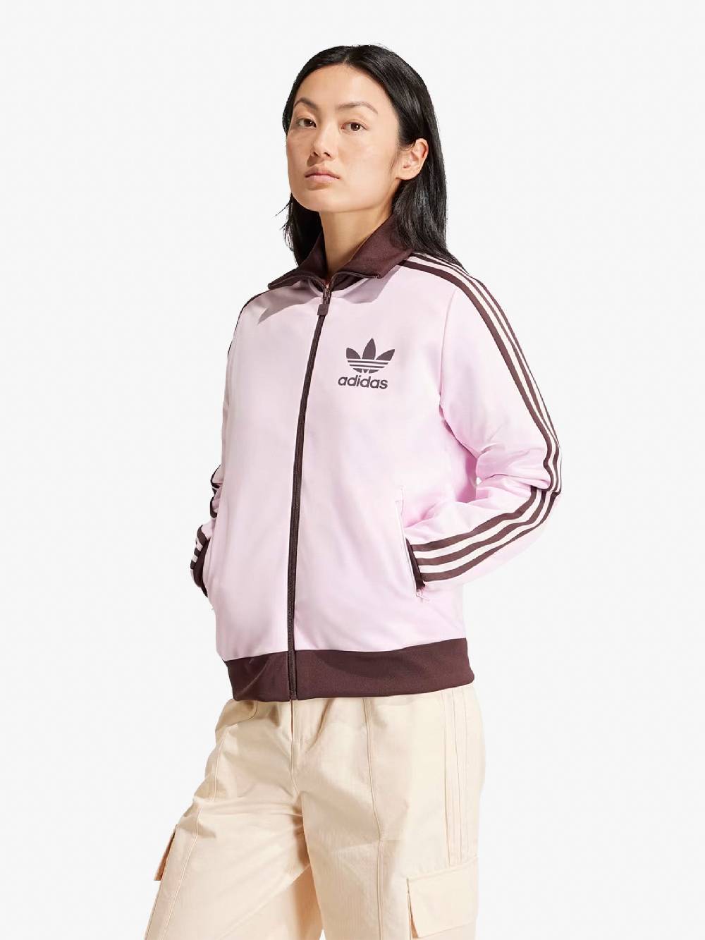 ADIDAS Felpa Adicolor Classic Beckenbauer IR6088 Donna In Cotone Rosa/marrone